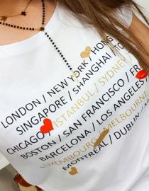 T-shirt damski CITY z nadrukiem biały Dstreet RY0881