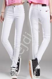 Białe spodnie jeansowe, białe jeansy rurki - Lejdi