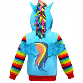 Błękitna bluza dla dziewczynki z tęczowymi rękawami My Little Pony 714 - Lejdi