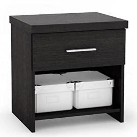 Sonax 6S-001-LWB Single Storage 4-Piece Bed Set with Flat Headboard/Nightstand/Wide Dresser, Ravenwood Black