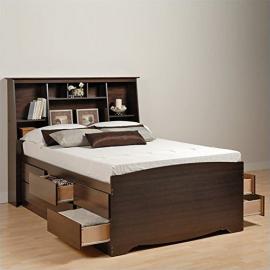 Prepac Manhattan Double/Full Bookcase Platform Bed 3 Piece Bedroom Set - Twin / Firm