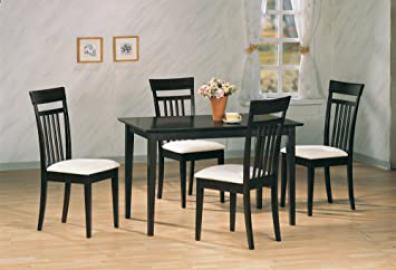 5pc Contemporary Cappuccino Finish Wood Dining Table & 4 Chairs Set