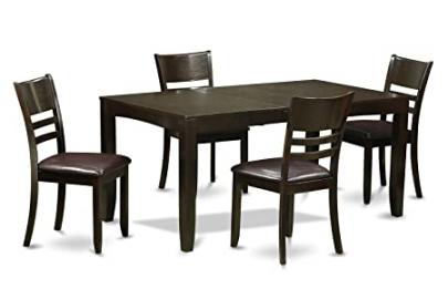 East West Furniture LYFD5-CAP-LC 5-Piece Dining Table Set, Cappuccino Finish