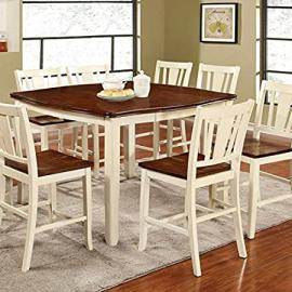 Dover Transitional Style White & Cherry Finish 5-Piece Counter Height Dining Table Set