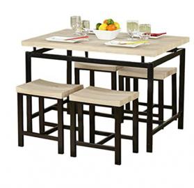Dining Table and Chair Set in Amazing Classic Natural Finish - This Stylish 5 Piece Kitchen or Dining Room Furniture Is Sturdy and Durable - Great Accent Decor for Your Home - Satisfaction Guaranteed!