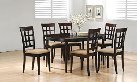 7pc Casual Dining Table & Chairs Set Contemporary Style Cappuccino Finish