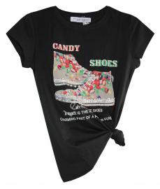 Czarny t-shirt z trampkami Candy Shoes - Lejdi