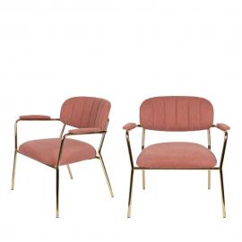 2 fauteuils pieds dorÃ©s rose