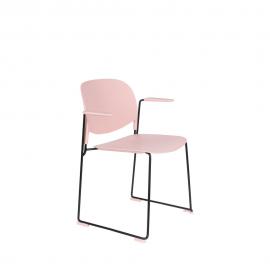 4 fauteuils de table en plastique rose pastel