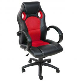 Helloshop26 Fauteuil de bureau chaise siège sport gamer ergonomique confortable noir et rouge 0508008