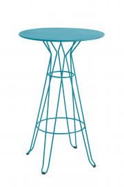 CAPRI - Table rond haute en acier bleu D80
