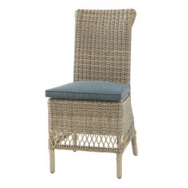Chaise de jardin + coussin en rÃ©sine tressÃ©e et tissu grise