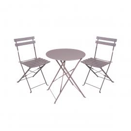 Salon de jardin pliable en acier taupe mistral - 2 chaises