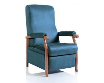 Fauteuil relaxation CUBA manuel, Revetement fauteuil: Tissu Velours, Coloris fauteuil: Tissu Velours natté - Aubergine, Teinte bois Fauteuil: Naturel