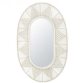 Miroir ovale en macramÃ© blanc 69x105