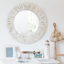 Miroir rond en paulownia blanchi D76