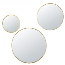 Miroirs ronds convexes en mÃ©tal dorÃ© (x3)