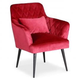 MENZZO Fauteuil scandinave Octave Velours Rouge