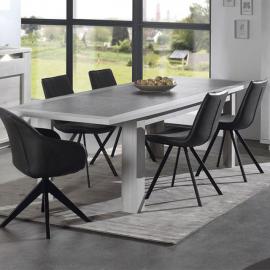 Nouvomeuble Table extensible moderne couleur chêne blanc et gris Childeric