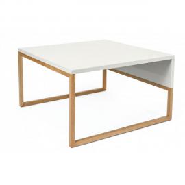 HELLIN Table basse carrée bois et blanc 70 - AVALON