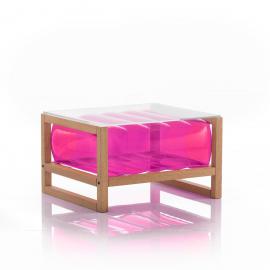 Table basse en bois et tpu rose
