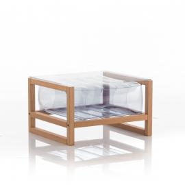 Table basse en bois et tpu transparent