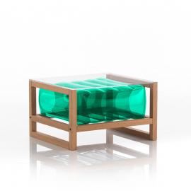 Table basse en bois et tpu vert
