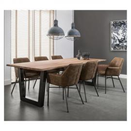 Mathi Design Massive - Table repas bois/acier 240 cm