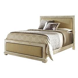 Montrose Distressed White Upholstered Bed (King)