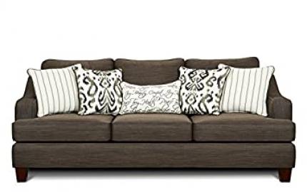 Chelsea Home Furniture Hope Sofa, Odin Pewter with Cotton Gin Pewter/Bukhara Pewter/Tattler Ivory Pillows