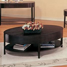 Wildon Home® Bishop Hills Oval Coffee Table Made from Solid Hardwood and Veneers with Open Shelf, Smooth Finished Tops and Taper Legs
