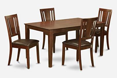 East West Furniture CADU5-MAH-LC 5-Piece Dining Table Set