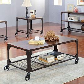 Edgeley Industrial Style Metal Finish Coffee Table