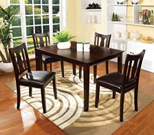 5 Pc. Northvale I collection contemporary style espresso finish wood dining table set with vinyl seat