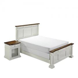 Home Styles 5002-6023 Americana King Bed and Night Stand, White and Distressed Oak