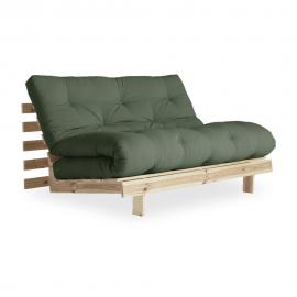 Sofa rozkładana z zielonym pokryciem Karup Design Roots Raw/Olive Green