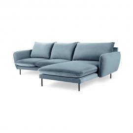 Jasnoniebieska narożna aksamitna sofa prawostronna Cosmopolitan Design Vienna