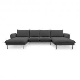 Ciemnoszara sofa w kształcie litery U Cosmopolitan Design Vienna