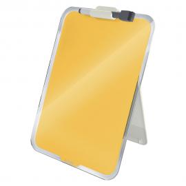Żółta szklana tabliczka na biurko Leitz Cosy, 22x30 cm