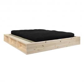 Łóżko dwuosobowe z litego drewna z czarnym futonem Comfort i tatami Karup Design, 140x200 cm