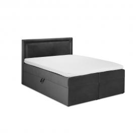 Ciemnoszare aksamitne łóżko 2-osobowe Mazzini Beds Yucca, 160x200 cm