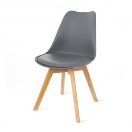 Zestaw 2 szarych krzeseł z bukowymi nogami Bonami Essentials Retro