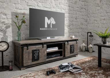 TV-Board Mango 160x45x50 grau lackiert RAILWAY #201