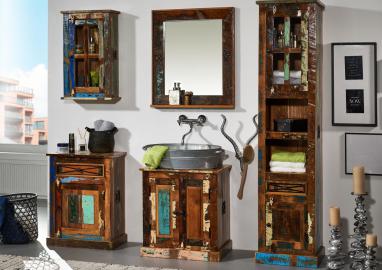 Badmöbel NATURE OF SPIRIT BAD komplett Indisches Altholz Vintage mehrfarbig lackiert vollmassiv Badezimmer