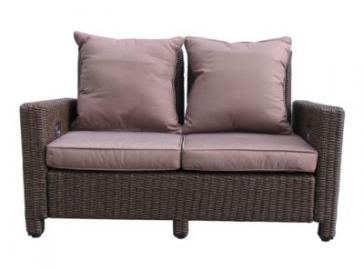 Grasekamp Rattan Lounge Sofa 140cm Couch Futon  Couchgarnitur Braun Gartensofas braun