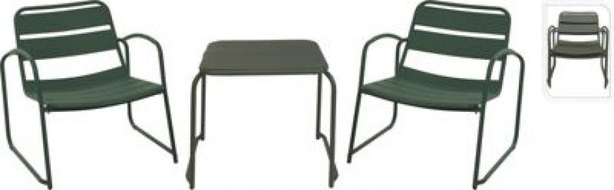 Koopman 3-tlg. Gartenmöbel Set aus Metall dunkelgrün