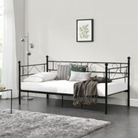 en.casa Tagesbett Einzelbett 90x200 Metallbett Jugendbett in verschiedenen Farben schwarz Gr. 90 x 200