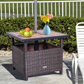 Outsunny® Polyrattan Beistelltisch Gartentisch für Sonnenschirm