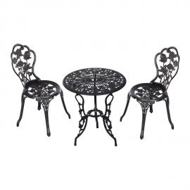 Outsunny® Gartenmöbel 3 tlg. Gartenset Sitzgruppe Tisch Stuhl Metall Bronze
