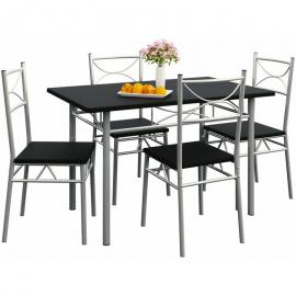 Casaria Esstisch Küchentisch mit 4 Stühlen Esszimmergruppe Essgruppe Küche Tisch Stuhl Set schwarz